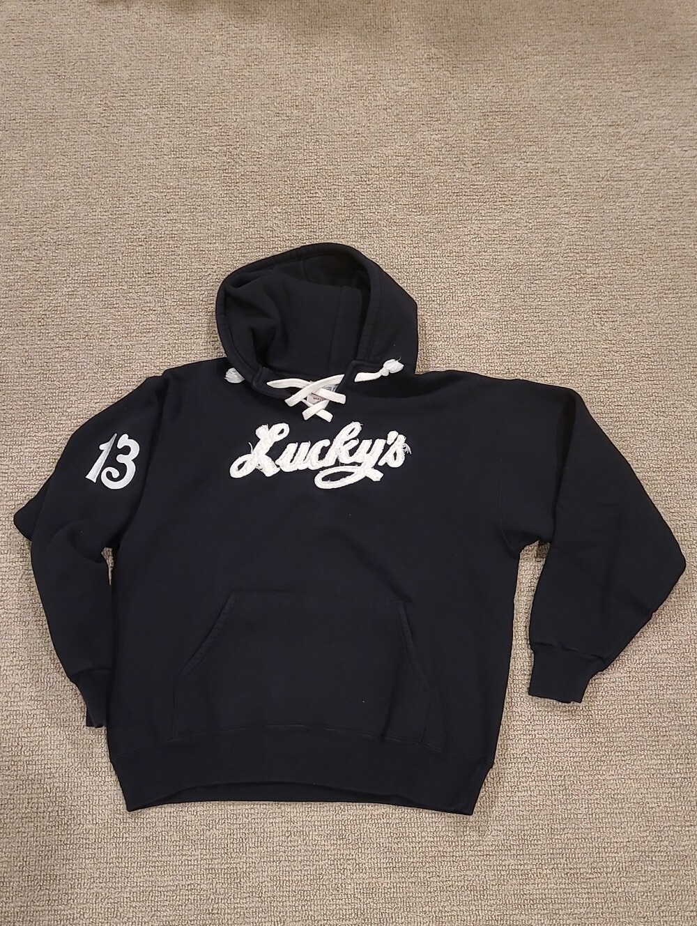 Lucky Brand Black Lace-Up Hoodie Sweatshirt